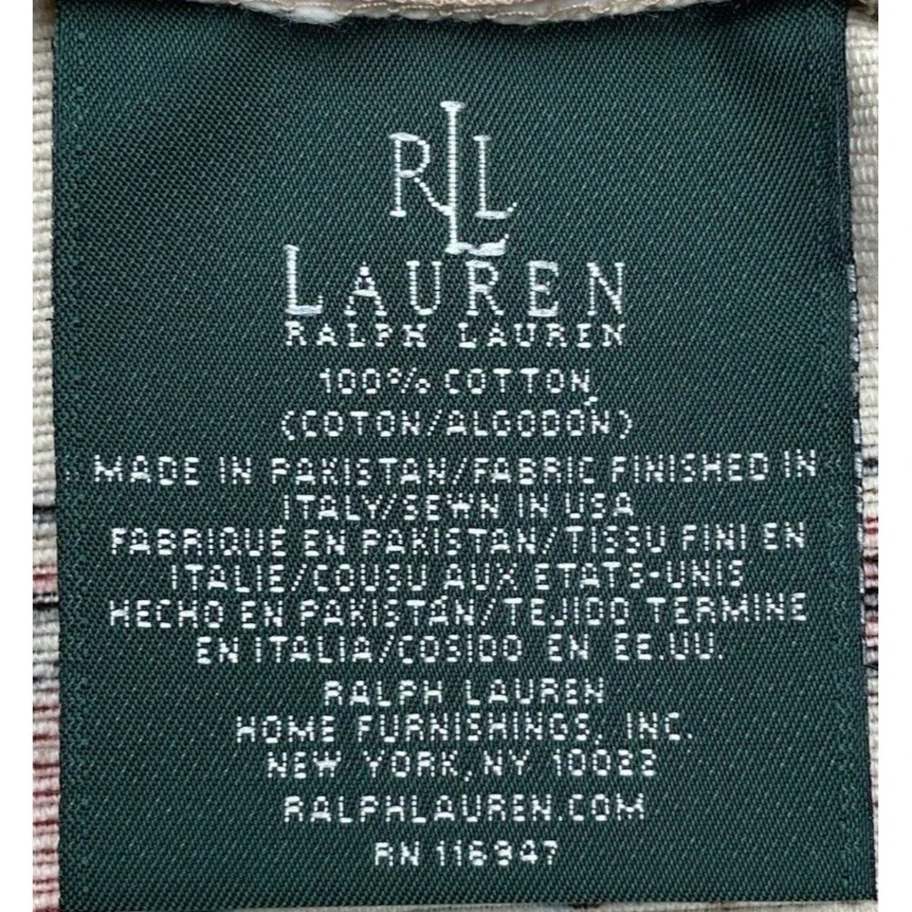 (1) Rare Ralph Lauren Northern Cape Tapestry Pillow Sham Double Sided Zip Cotton